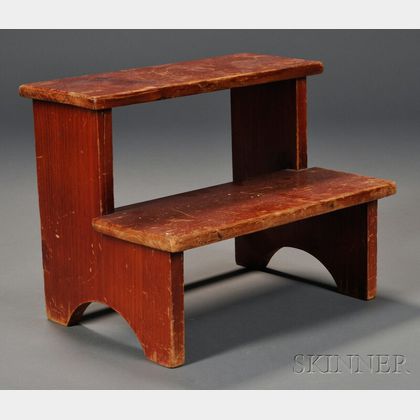 Shaker Red-stained Pine Two-step Stepstool