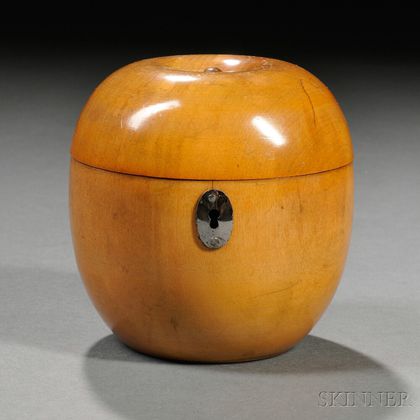 Fruitwood Apple-form Tea Caddy