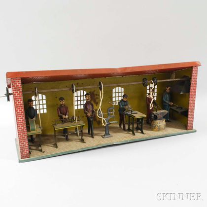 German Lithographed Antique Tin Shop Steam Toy