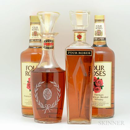 Mixed Four Roses, 3 4/5 quart bottles (oc) 1 liter bottle (oc) 1 quart bottle 