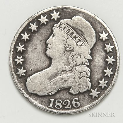 1826 Capped Bust Half Dollar. Estimate $100-200