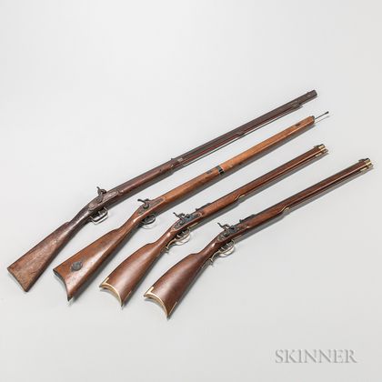 Three Reproduction Rifles and a Fowler