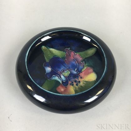 Small Modern Moorcroft Pottery Orchid Shallow Bowl