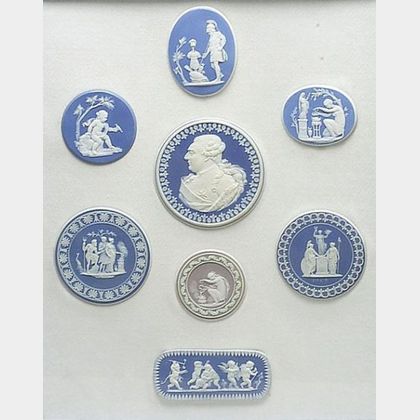 Framed Group of Eight Wedgwood Jasper Medallions