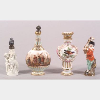 Four Small German Porcelain Perfumes