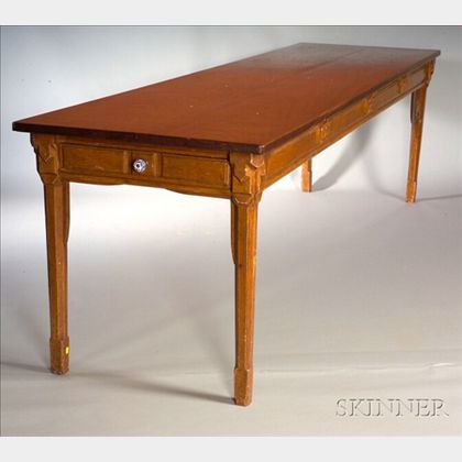 Renaissance Revival Elmwood and Faux Grained Library Table