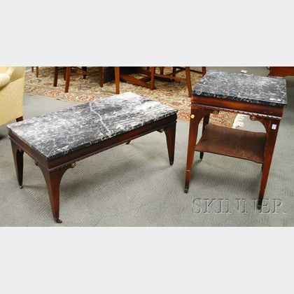 Regency-style Marble-top Coffee and End Table. 