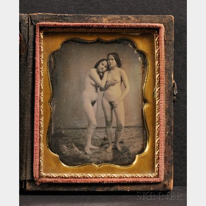 Ninth Plate Daguerreotype of Two Nude Young Women