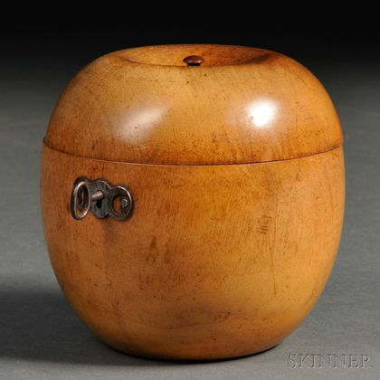 Fruitwood Apple-form Tea Caddy