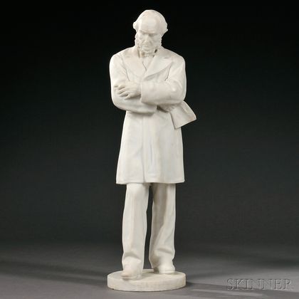 White Marble Sculpture of a Standing Male Figure