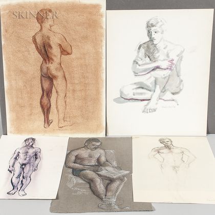 Wynn (Elwyn) Moody Chamberlain (American, 1927-2014) Eleven Unframed Drawings of Nude Male Figures