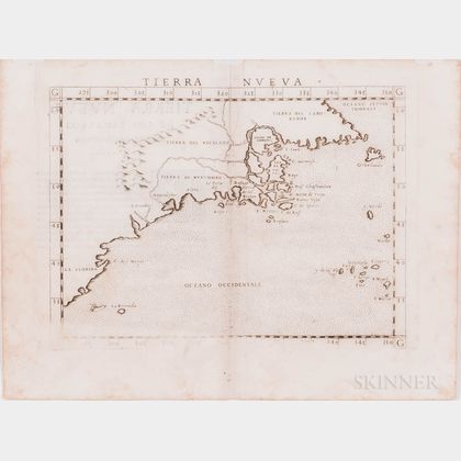 North America, Northeast Coast. Girolamo Ruscelli (1518-1566) Tierra Nueva.