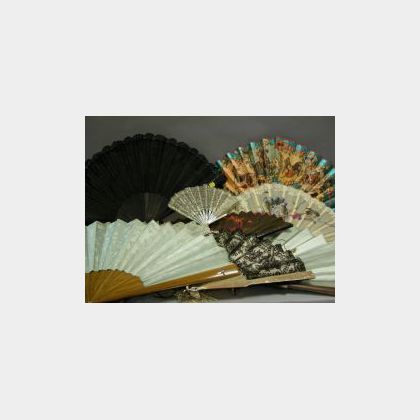 Collection of Nine 19th and 20th Century Decorated Fans. 