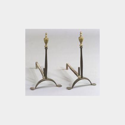 Iron and Brass Urn-top Andirons