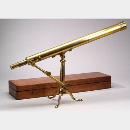 Lacquered-Brass 2 1/2-inch Refracting Table Telescope by Broadhurst, Clarkson & Co.
