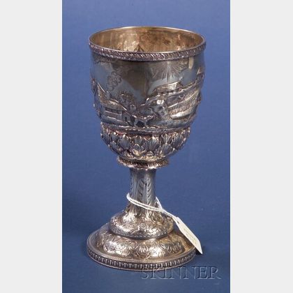 American Silver Repousse Goblet
