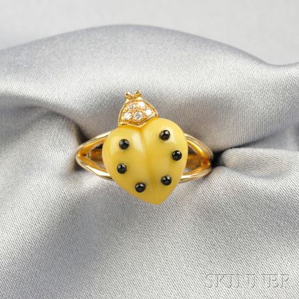 18kt Gold Gem-set "Animauxe" Ladybug Ring, de Grisogono