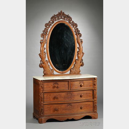 American Victorian Mirrored Marble-top Bureau