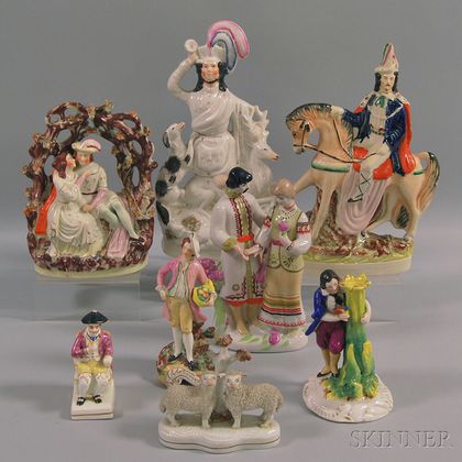 Eight Staffordshire Figural Groups