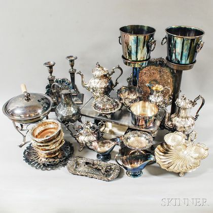 Approximately Thirty-two Pieces of Silver-plated Tableware Items