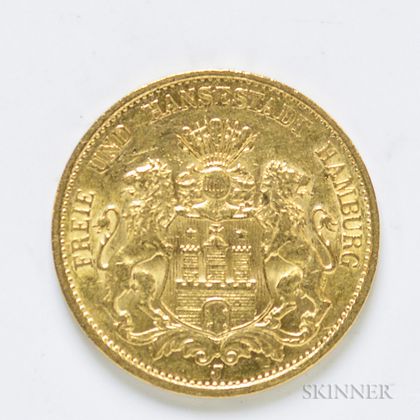 1894-J German 20 Mark Gold Coin, KM618.