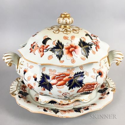 Ironstone Transfer-decorated Covered Tureen and Platter
