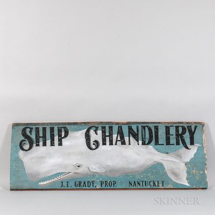 Painted Wood "Ship Chandlery" Sign