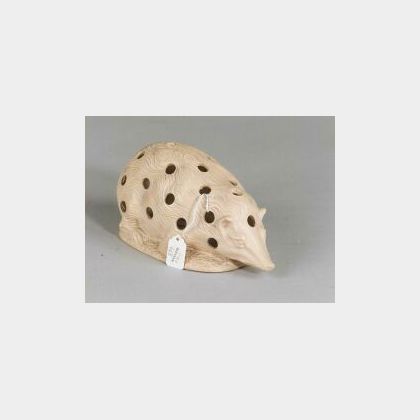 Painted Stoneware Hedgehog-form Crocus Pot, likely England, late 19th/early 20th century, 