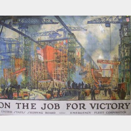 Jonas Lie On the Job for Victory WWI Lithograph Poster