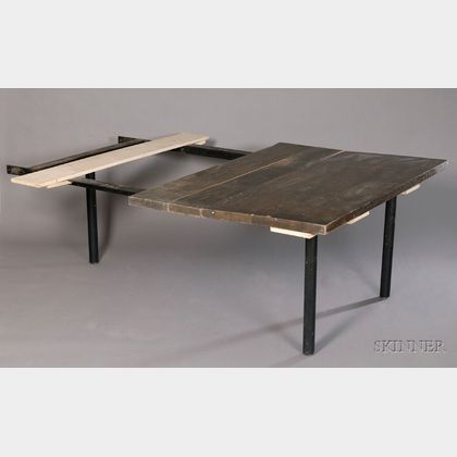 Eero Saarinen Attributed Oak and Black-finished Steel Table