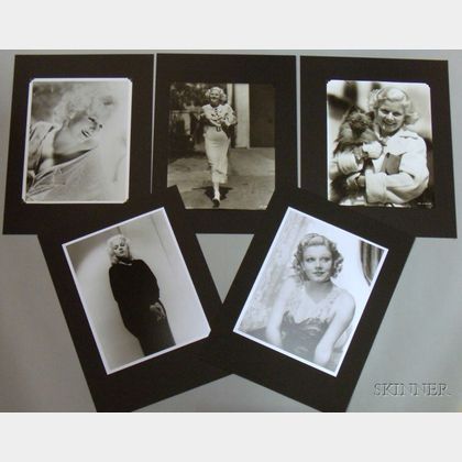 Four Mark A. Vieira Print Jean Harlow Portrait Photographs and a Reproduction Clarence Bull MGM Studio Portrait Photograph of Jean Harl