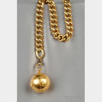 18kt Gold Bracelet and Globe Charm