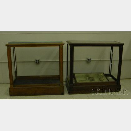 Two Glass and Oak Display Cases