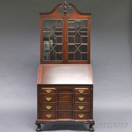 Charak Chippendale-style Mahogany Secretary Bookcase