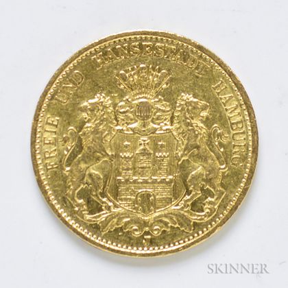 1895-J German 20 Mark Gold Coin, KM618.