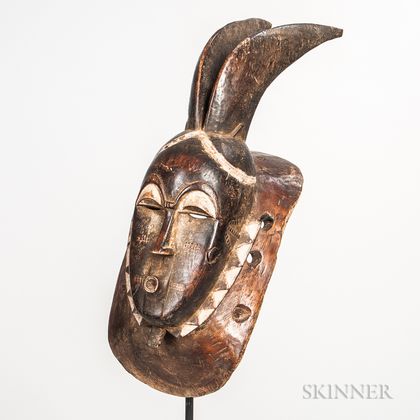 Senufo-style Carved Wood Face Mask
