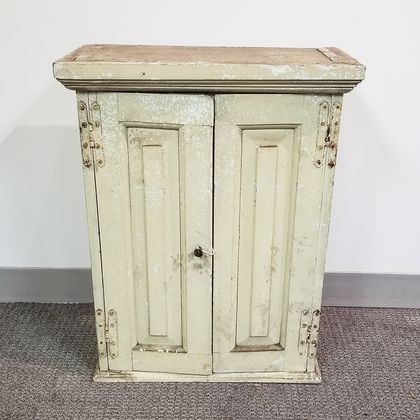 Small White-painted Two-door Cupboard