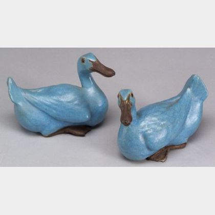 Pair of Stoneware Ducks
