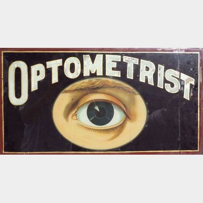 Reverse-Painted Glass Optometrist's Trade Sign