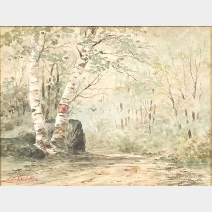 Louis Kinney Harlow (American, 1850-1930) Birch-Lined Path