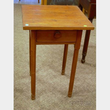 Cherry One-Drawer Table with Turned Legs. 