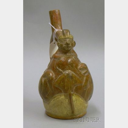 Moche Pottery Figural Stirrup Vessel