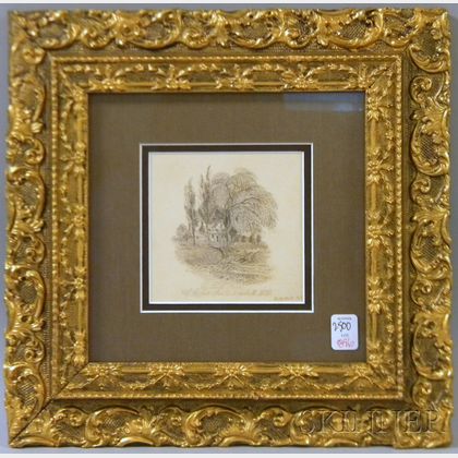 Framed 19th Century American School Graphite on Paper, The Birth Place of the Late Rev. G. T. Bedell D.D.