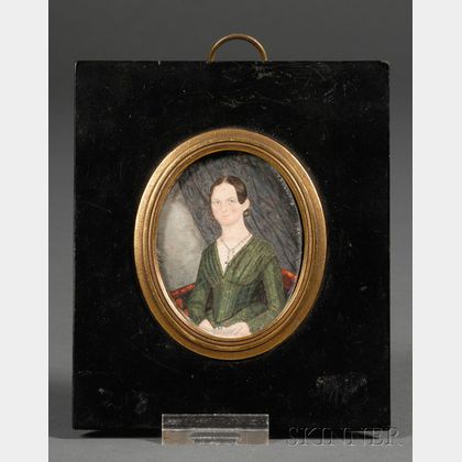 Portrait Miniature of a Lady Wearing a Green Dress