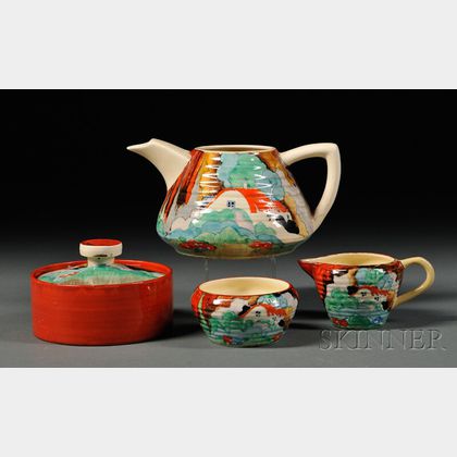 Four Clarice Cliff Forest Glen Pattern Items
