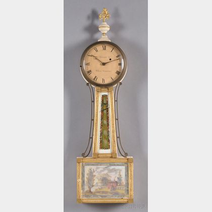 White-painted Patent Timepiece or "Banjo" Clock