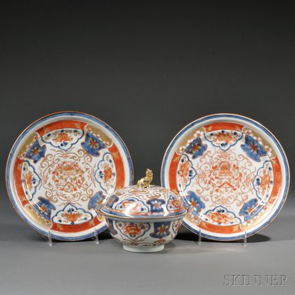 Three Dutch Market Japanese Export Imari and Armorial Porcelain Items