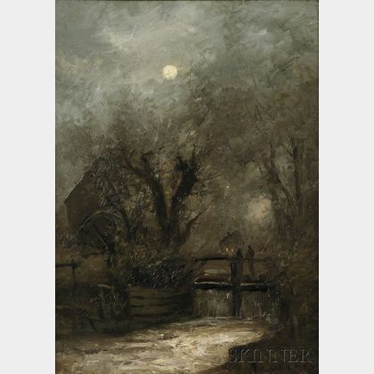 Charles Henry Miller (American, 1842-1922) Old Mill in the Moonlight