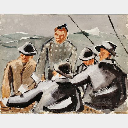 James Fitzgerald (American, 1899-1971) Fishermen, A Double-sided Work