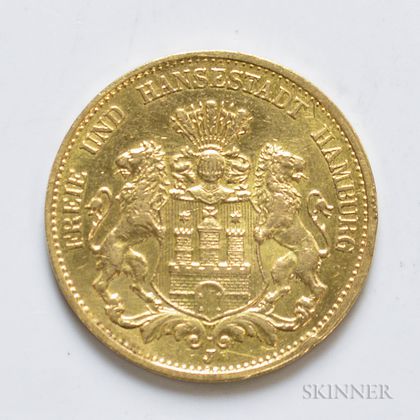 1897-J German 20 Mark Gold Coin, KM618.
